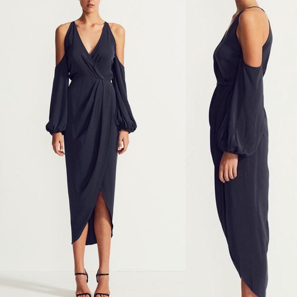 Shona Joy Open Shoulder Maxi Dress Black Size 6